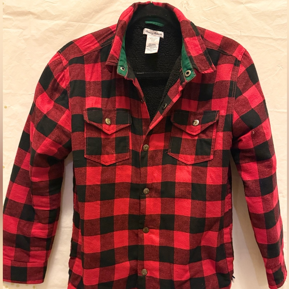 Tommy Bahama Red and Black Plaid Kids Shirt